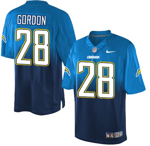 Nike Chargers #28 Melvin Gordon Electric Blue/Navy Blue Men's Stitched NFL Elite Fadeaway Fashion Jersey